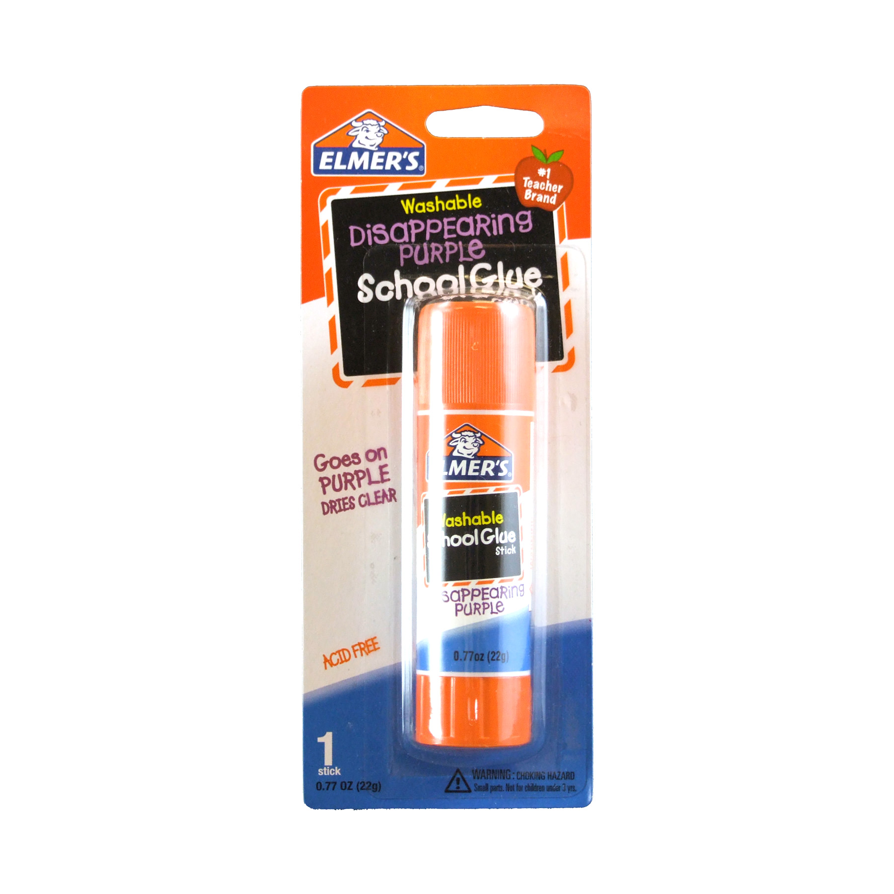 Elmer's School Glue Stick, 0.77 oz, Applies Purple, Dries Clear, 6