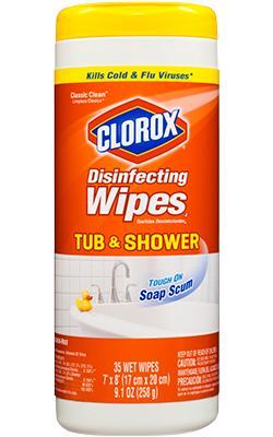 1449431246_03027370ImageCloroxDisinfectingWipes4TubShowerClassicClean.png
