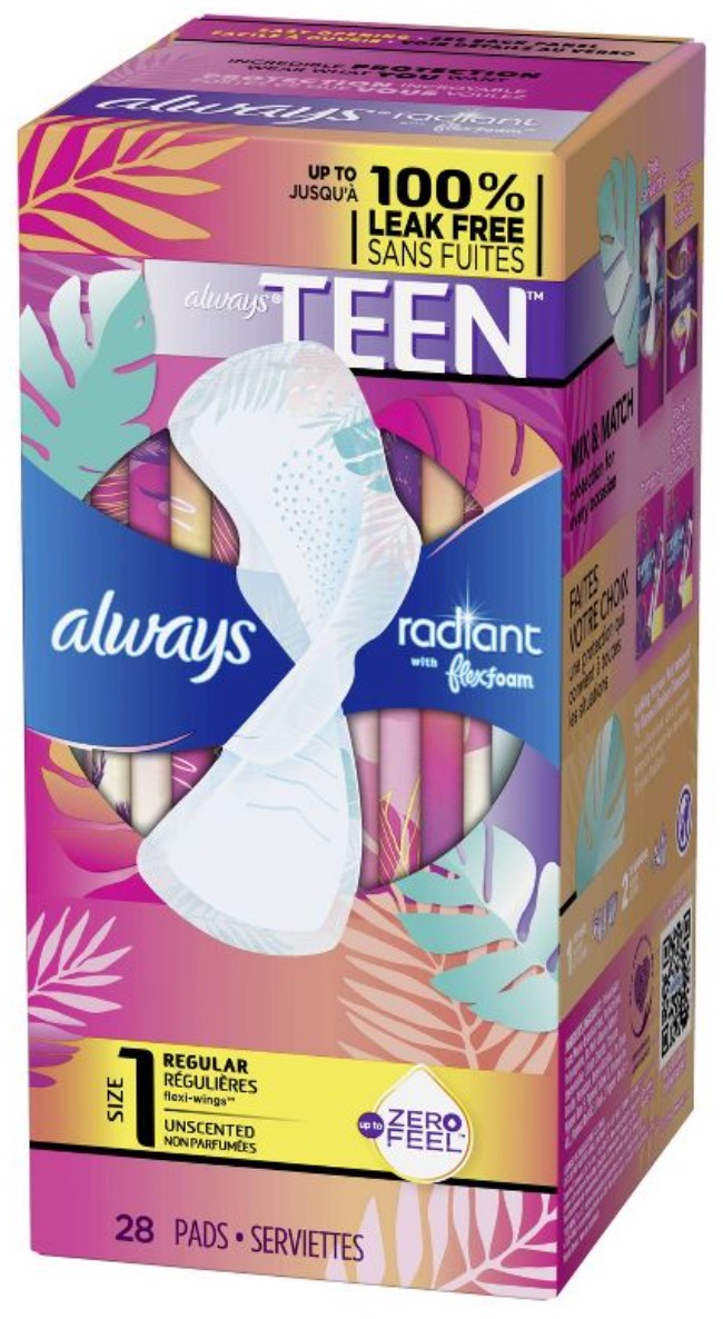 1657836511_16033920ImageAlwaysRadiantFlexFoamTeenPadsRegularAbsorbency100LeakFreeProtectionispossiblewithWingsUnscented.jpg